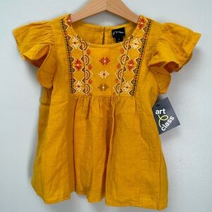 NWT Embroidered ruffle sleeve babydoll blouse top, 3T